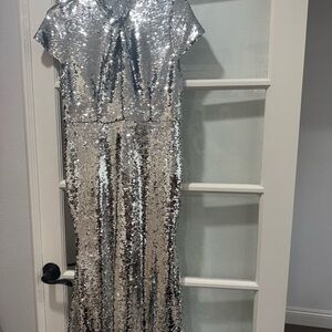 Silver Sequin Self Portrait Dress
